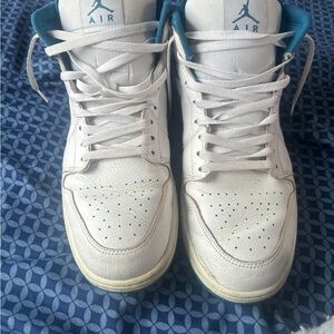White and Blue Air Jordan Sneakers